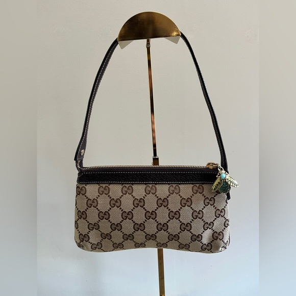 Gucci Canvas Bumble Bee Charm Pochette Shoulder Bag - Picture 3 of 11